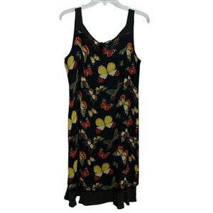 Canvasbacks 100% Silk Butterfly Print‎ Sheath Dress Size 8 Colorful 90’s …